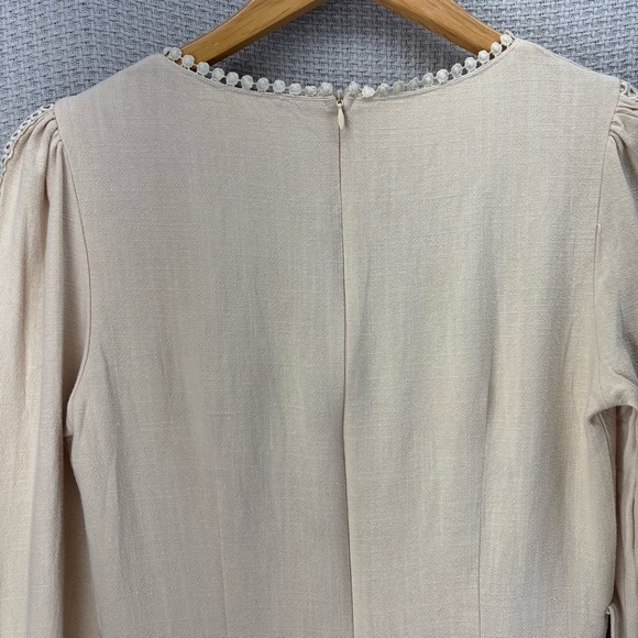 Selfie Leslie Flare Cuff Beige Mini Dress Women Med- 100% Linen Hello Molly - Picture 8 of 11